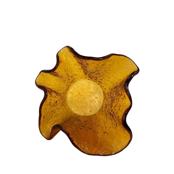 Murero Vintage MCM Art Glass Amber Freeform Dish Bowl - Picture 12 of 12